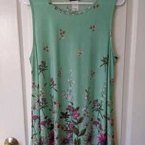 EUC Heimish USA 2X Teal Floral Tank Tunic